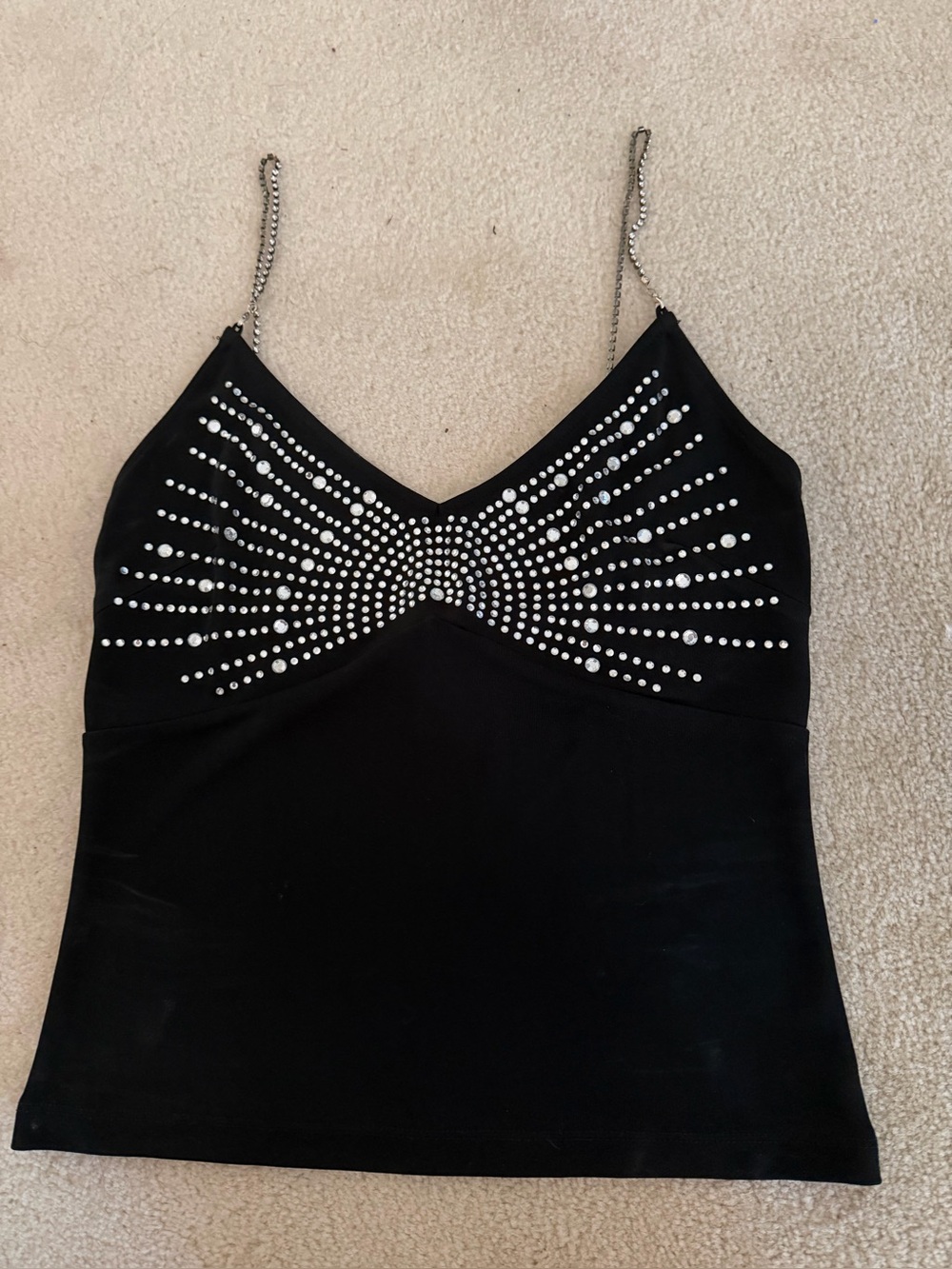 Victoria’s Secret Moda International Black  Tank Top with Chain Straps Sz small